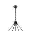 5-Light Chandelier | Burlap Accents | Glass Shades | 34" Antique Brass