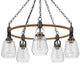 5-Light Chandelier | Burlap Accents | Glass Shades | 34" Antique Brass