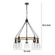 5-Light Chandelier | Burlap Accents | Glass Shades | 34" Antique Brass