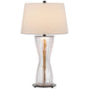 Table Lamp with LED Light | White Shade | 31" Hourglass Glass Base
