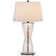 Table Lamp with LED Light | White Shade | 31" Hourglass Glass Base