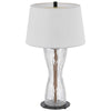Table Lamp with LED Light | White Shade | 31" Hourglass Glass Base