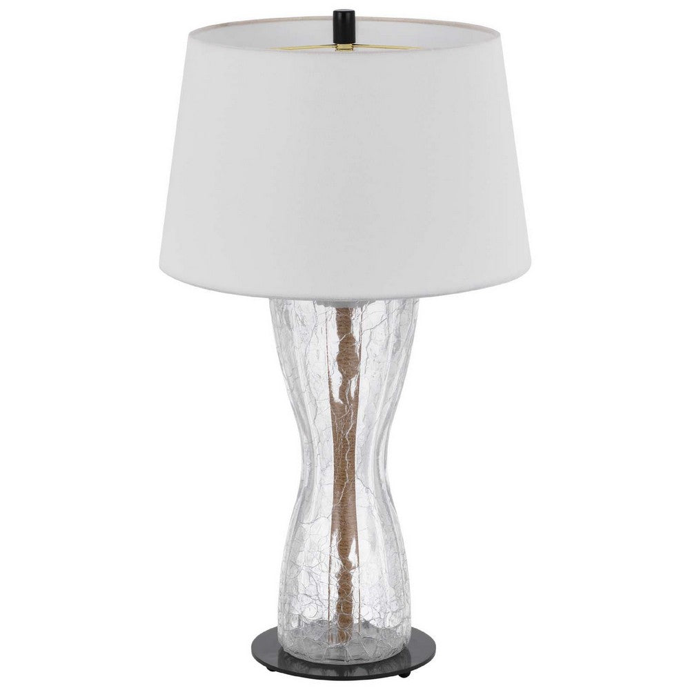Table Lamp with LED Light | White Shade | 31" Hourglass Glass Base