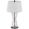 Table Lamp with LED Light | White Shade | 31" Hourglass Glass Base
