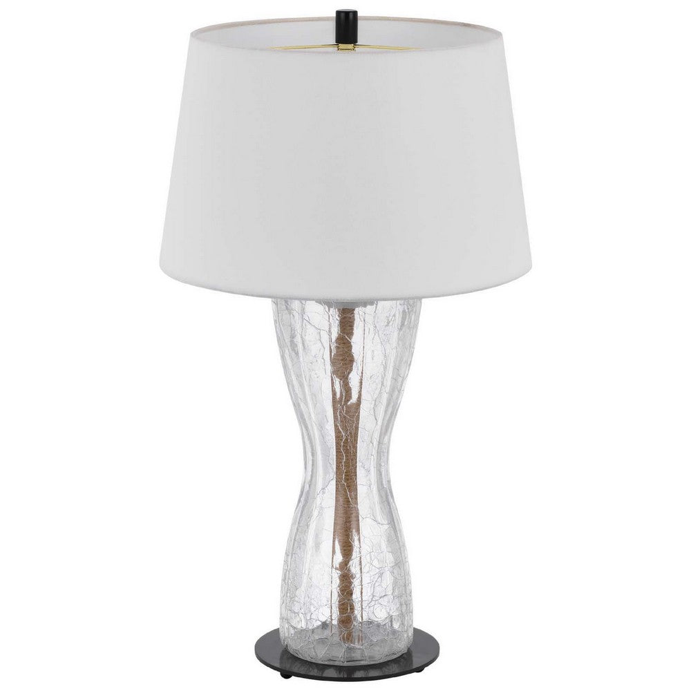 Table Lamp with LED Light | White Shade | 31" Hourglass Glass Base