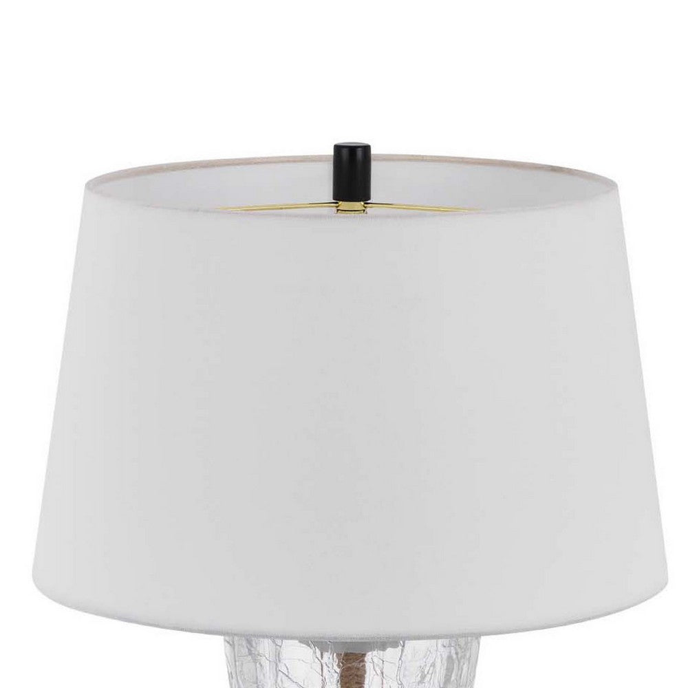 Table Lamp with LED Light | White Shade | 31" Hourglass Glass Base