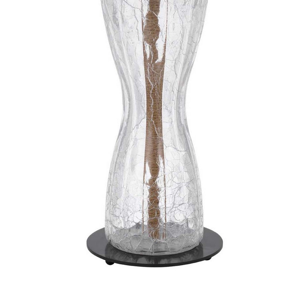 Table Lamp with LED Light | White Shade | 31" Hourglass Glass Base