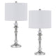 Set of 2 Table Lamps | Crystal Accent Candlestick Body | White Shade
