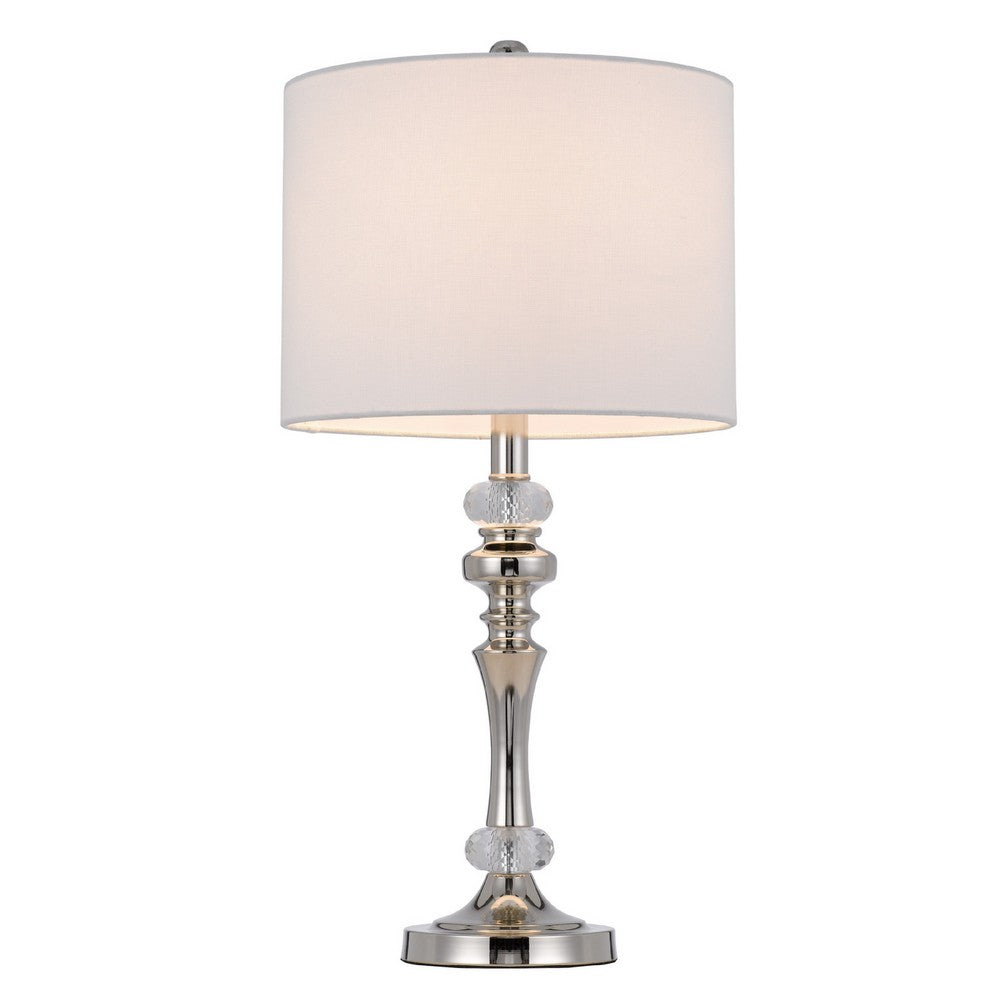 Set of 2 Table Lamps | Crystal Accent Candlestick Body | White Shade