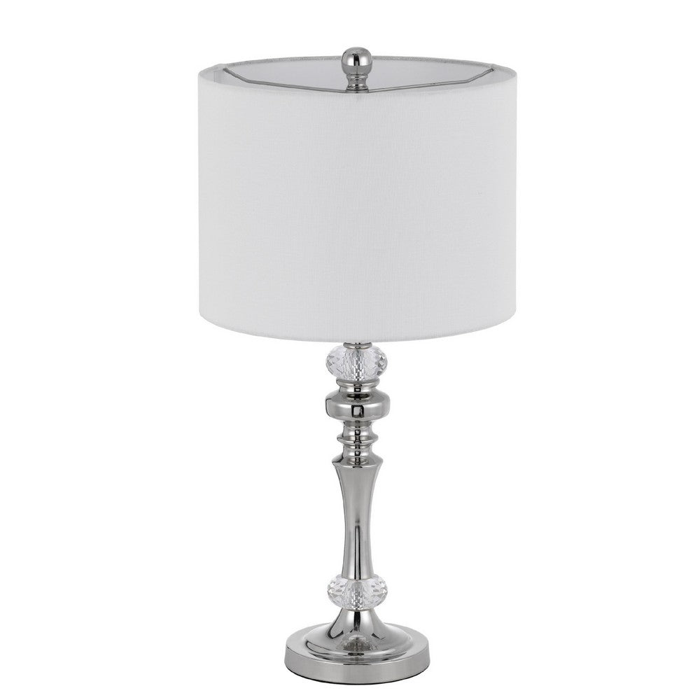 Set of 2 Table Lamps | Crystal Accent Candlestick Body | White Shade