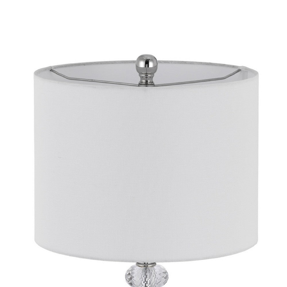 Set of 2 Table Lamps | Crystal Accent Candlestick Body | White Shade