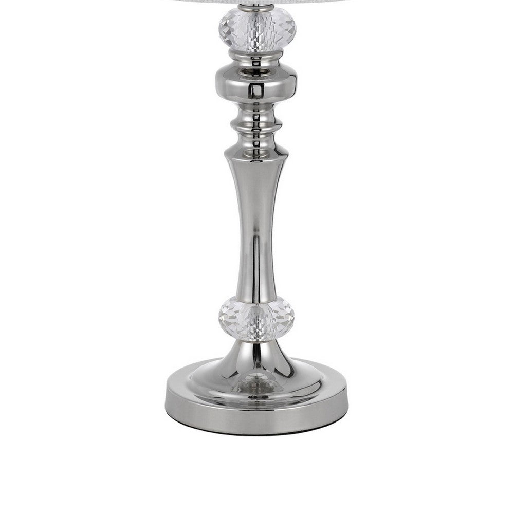 Set of 2 Table Lamps | Crystal Accent Candlestick Body | White Shade