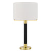Table Lamp | Off White Drum Shade | 28" Black Body with Brass Accent