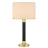 Table Lamp | Off White Drum Shade | 28" Black Body with Brass Accent