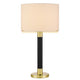 Table Lamp | Off White Drum Shade | 28" Black Body with Brass Accent