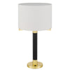 Table Lamp | Off White Drum Shade | 28" Black Body with Brass Accent