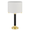 Table Lamp | Off White Drum Shade | 28" Black Body with Brass Accent