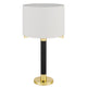 Table Lamp | Off White Drum Shade | 28" Black Body with Brass Accent
