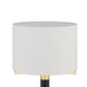 Table Lamp | Off White Drum Shade | 28" Black Body with Brass Accent