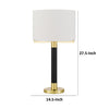 Table Lamp | Off White Drum Shade | 28" Black Body with Brass Accent