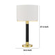 Table Lamp | Off White Drum Shade | 28" Black Body with Brass Accent