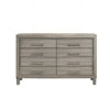Levy 64" Wide Dresser | 8 Drawers | Silver Trim | Ash Gray Laminate Wood