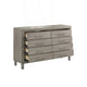 Levy 64" Wide Dresser | 8 Drawers | Silver Trim | Ash Gray Laminate Wood