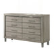 Levy 64" Wide Dresser | 8 Drawers | Silver Trim | Ash Gray Laminate Wood