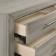 Levy 64" Wide Dresser | 8 Drawers | Silver Trim | Ash Gray Laminate Wood