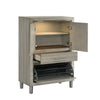 Levy Tall Dresser Chest | LED Cabinet & 3 Drawers with Shoe Rack | Gray