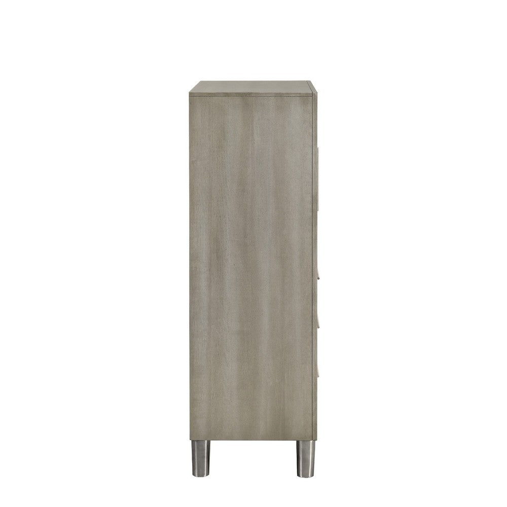 Levy Tall Dresser Chest | LED Cabinet & 3 Drawers with Shoe Rack | Gray