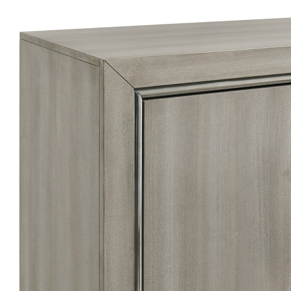Levy Tall Dresser Chest | LED Cabinet & 3 Drawers with Shoe Rack | Gray