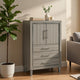 Levy Tall Dresser Chest | LED Cabinet & 3 Drawers with Shoe Rack | Gray