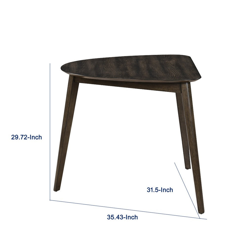 Roxy Corner Dining Table | 35" Triangular Shape | Walnut Brown Wood
