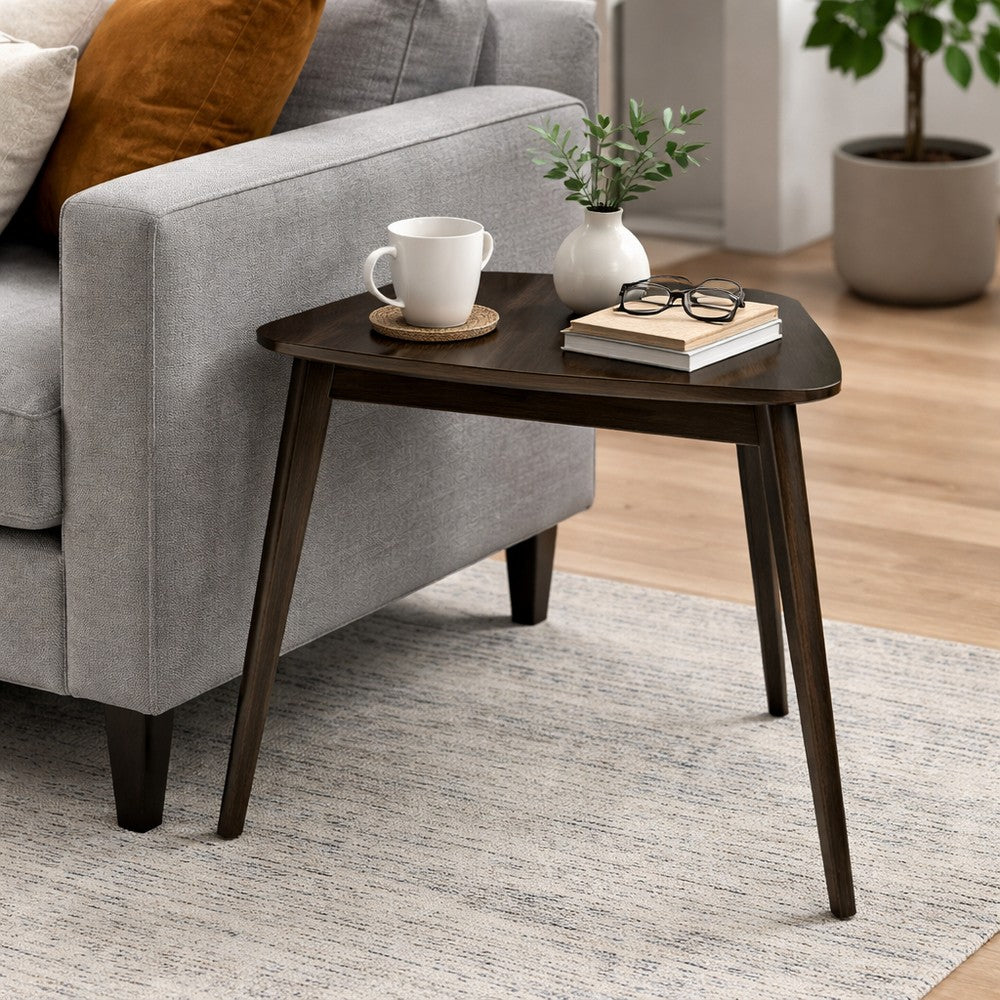 Roxy Corner Dining Table | 35" Triangular Shape | Walnut Brown Wood