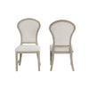 Lyne Dining Side Chair Set of 2 | Hourglass Back | Ivory | Cerused Taupe