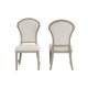 Lyne Dining Side Chair Set of 2 | Hourglass Back | Ivory | Cerused Taupe