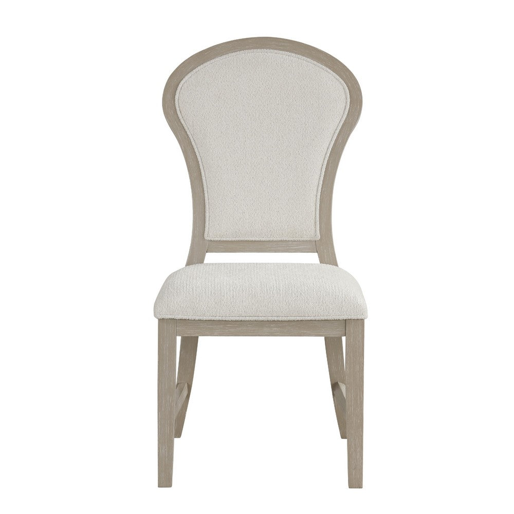 Lyne Dining Side Chair Set of 2 | Hourglass Back | Ivory | Cerused Taupe