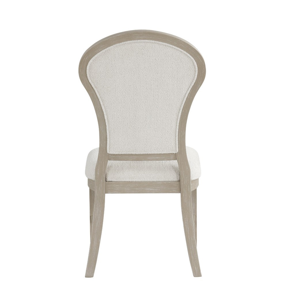 Lyne Dining Side Chair Set of 2 | Hourglass Back | Ivory | Cerused Taupe