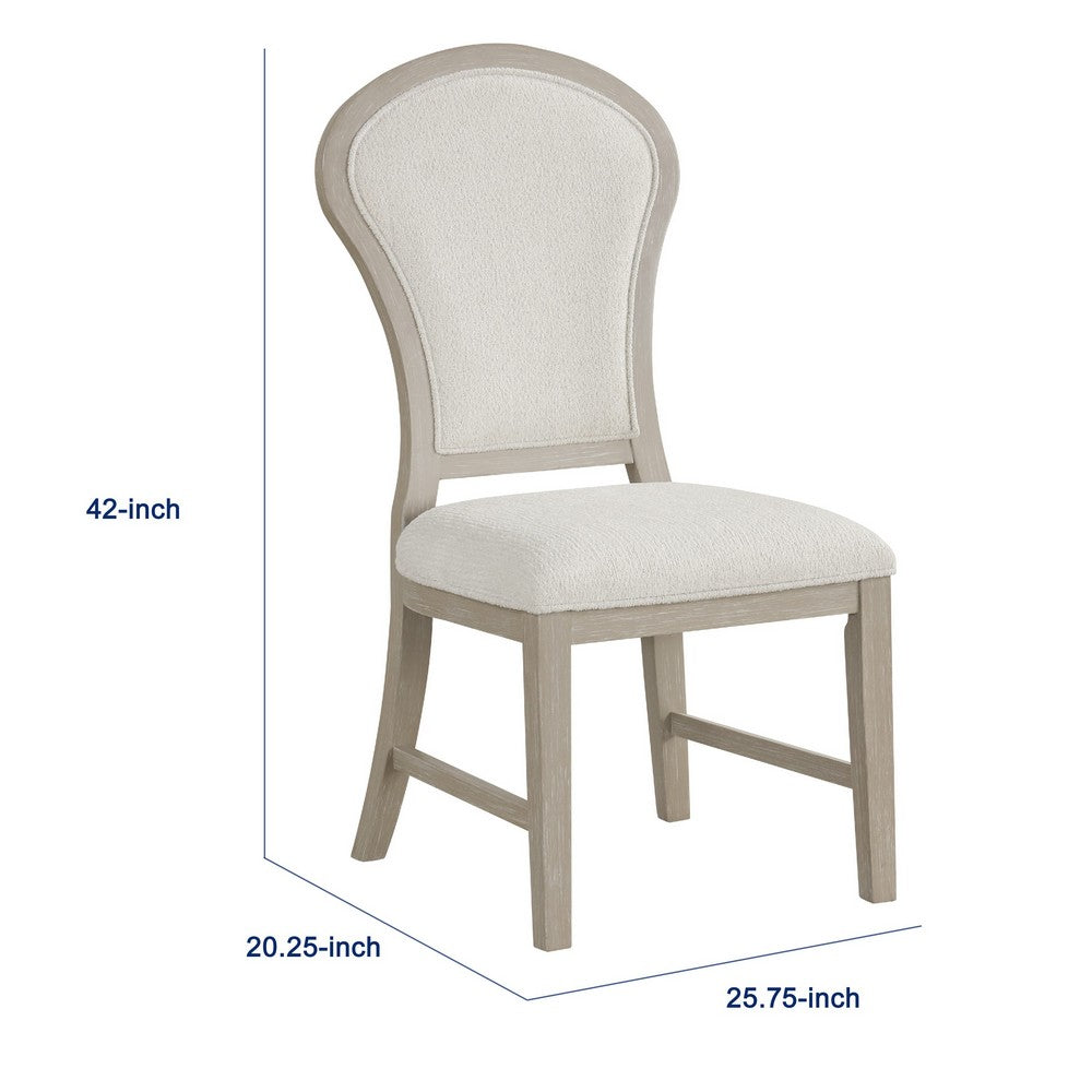 Lyne Dining Side Chair Set of 2 | Hourglass Back | Ivory | Cerused Taupe