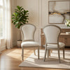 Lyne Dining Side Chair Set of 2 | Hourglass Back | Ivory | Cerused Taupe