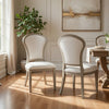 Lyne Dining Side Chair Set of 2 | Hourglass Back | Ivory | Cerused Taupe