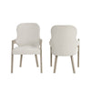 Lyne Dining Armchair Set of 2 | Rounded Back | Ivory Fabric | Cerused Taupe