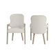 Lyne Dining Armchair Set of 2 | Rounded Back | Ivory Fabric | Cerused Taupe