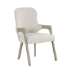 Lyne Dining Armchair Set of 2 | Rounded Back | Ivory Fabric | Cerused Taupe