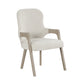 Lyne Dining Armchair Set of 2 | Rounded Back | Ivory Fabric | Cerused Taupe