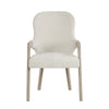 Lyne Dining Armchair Set of 2 | Rounded Back | Ivory Fabric | Cerused Taupe