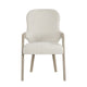Lyne Dining Armchair Set of 2 | Rounded Back | Ivory Fabric | Cerused Taupe