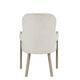 Lyne Dining Armchair Set of 2 | Rounded Back | Ivory Fabric | Cerused Taupe