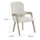 Lyne Dining Armchair Set of 2 | Rounded Back | Ivory Fabric | Cerused Taupe